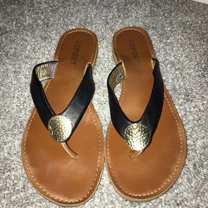 🏝 Report Black & Gold Flip Flops 🏝